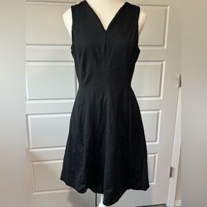 Cynthia Rowley Black Sleeveless Fit &‎ Flare Dress V-Neck Career Party Dress Med